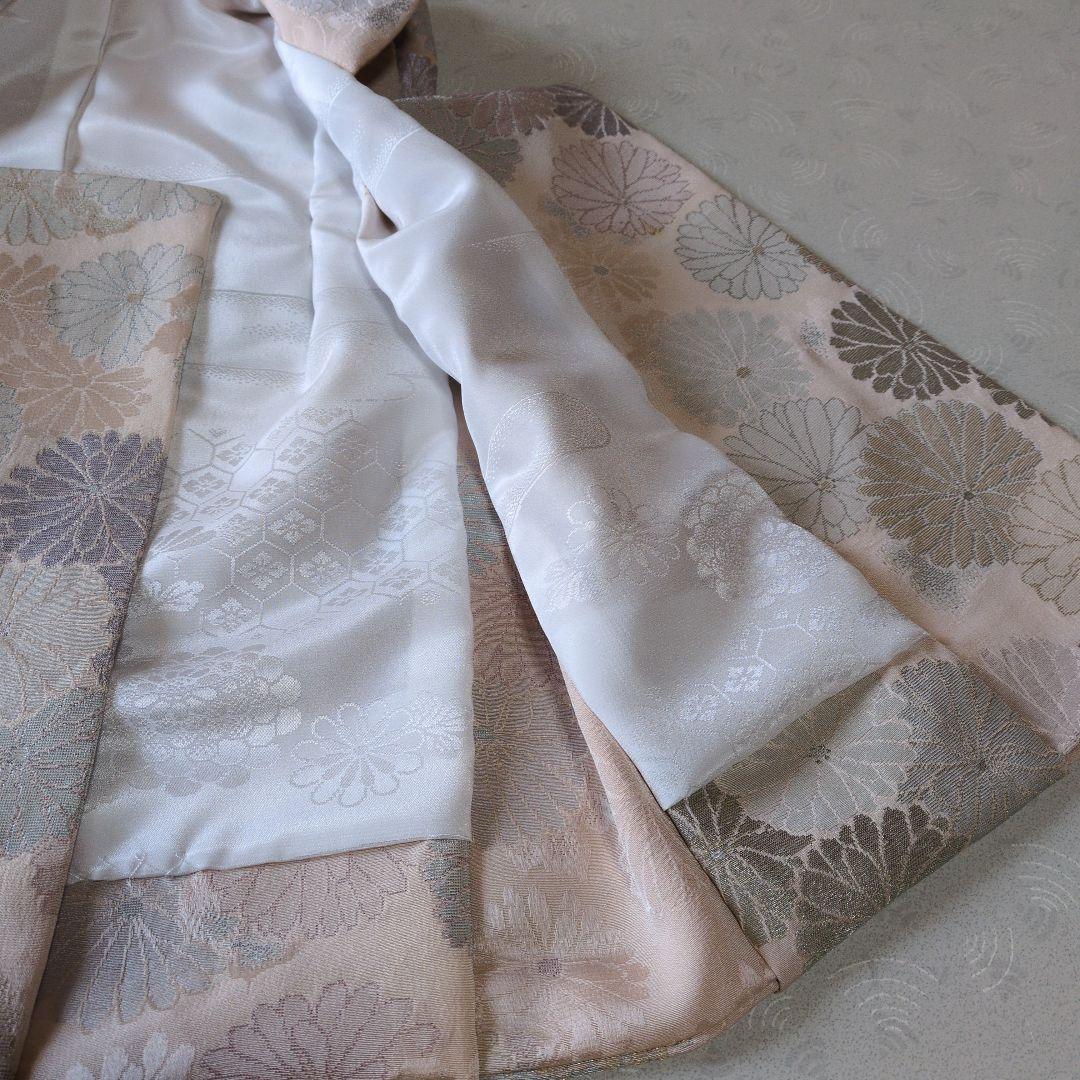 七五三３歳正絹刺繍入りの被布（中綿無し）ベージュ色