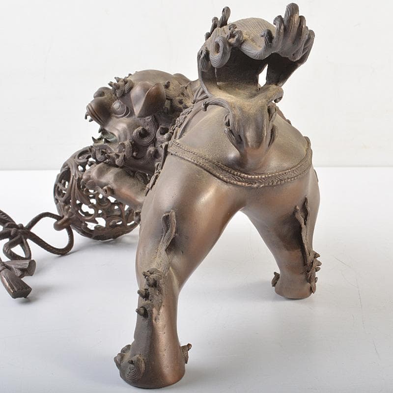 中国 古銅宣徳銅 玉乗り獅子 香炉 置物 Y R7427 - メルカリ