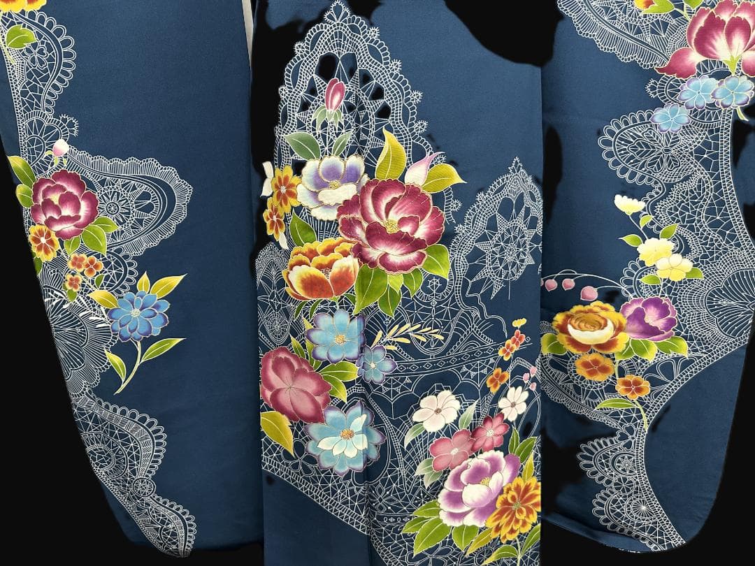 誰が袖好み 高島屋×千總 群青色 手描き友禅 振袖 落款あり 2025-26年