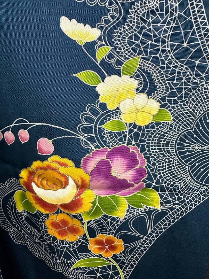 誰が袖好み 高島屋×千總 群青色 手描き友禅 振袖 落款あり 2025-26年