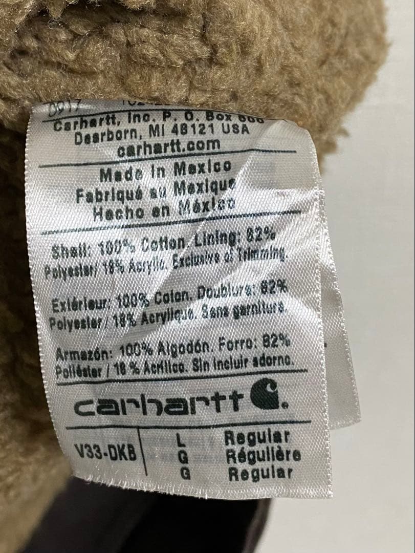 Carhartt カーハート ダックベスト 裏ボア Lサイズブラウン　DKB