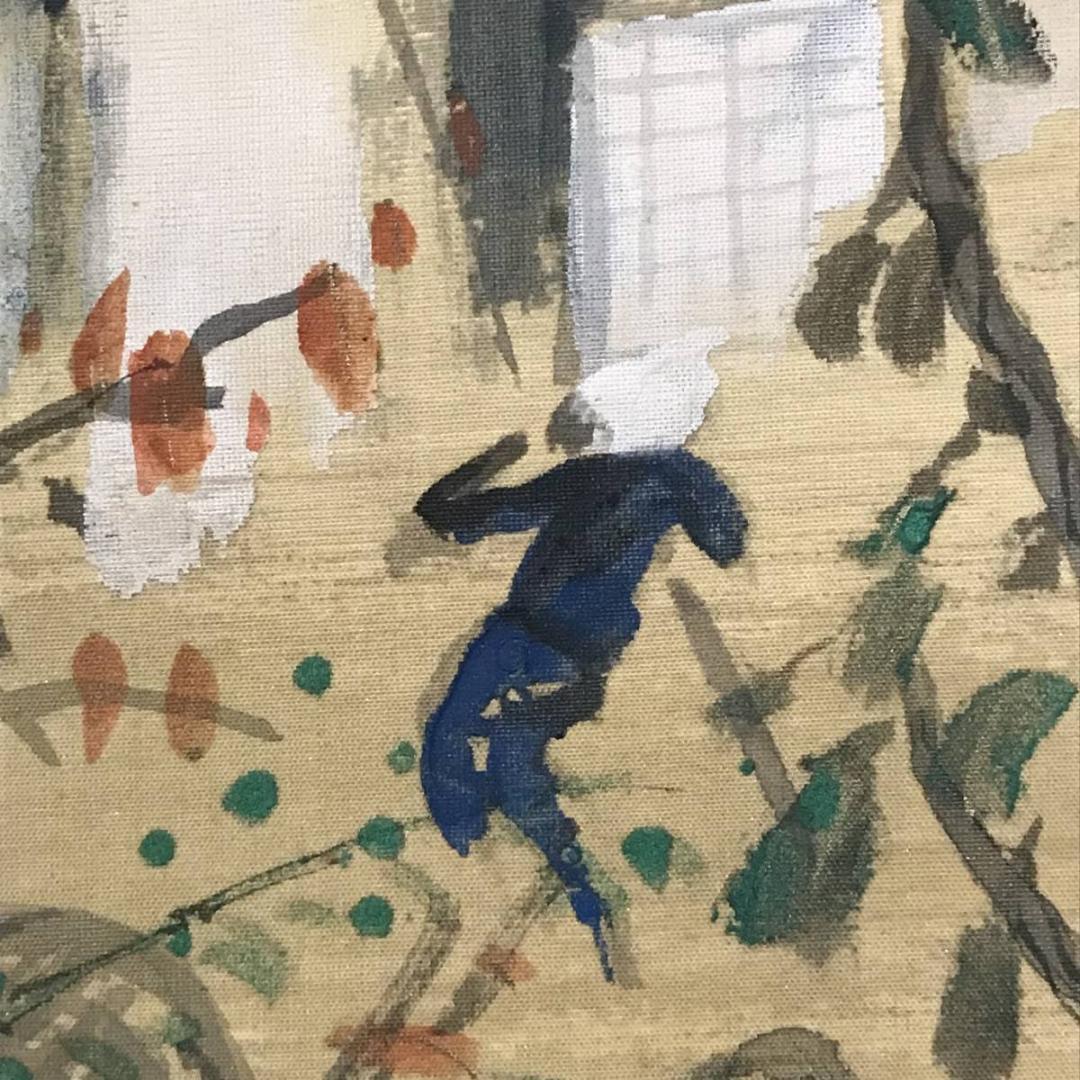 【真作】長陽/涼秋図/秋山人物図/秋景山水図/掛軸/名家伝来/AB-765