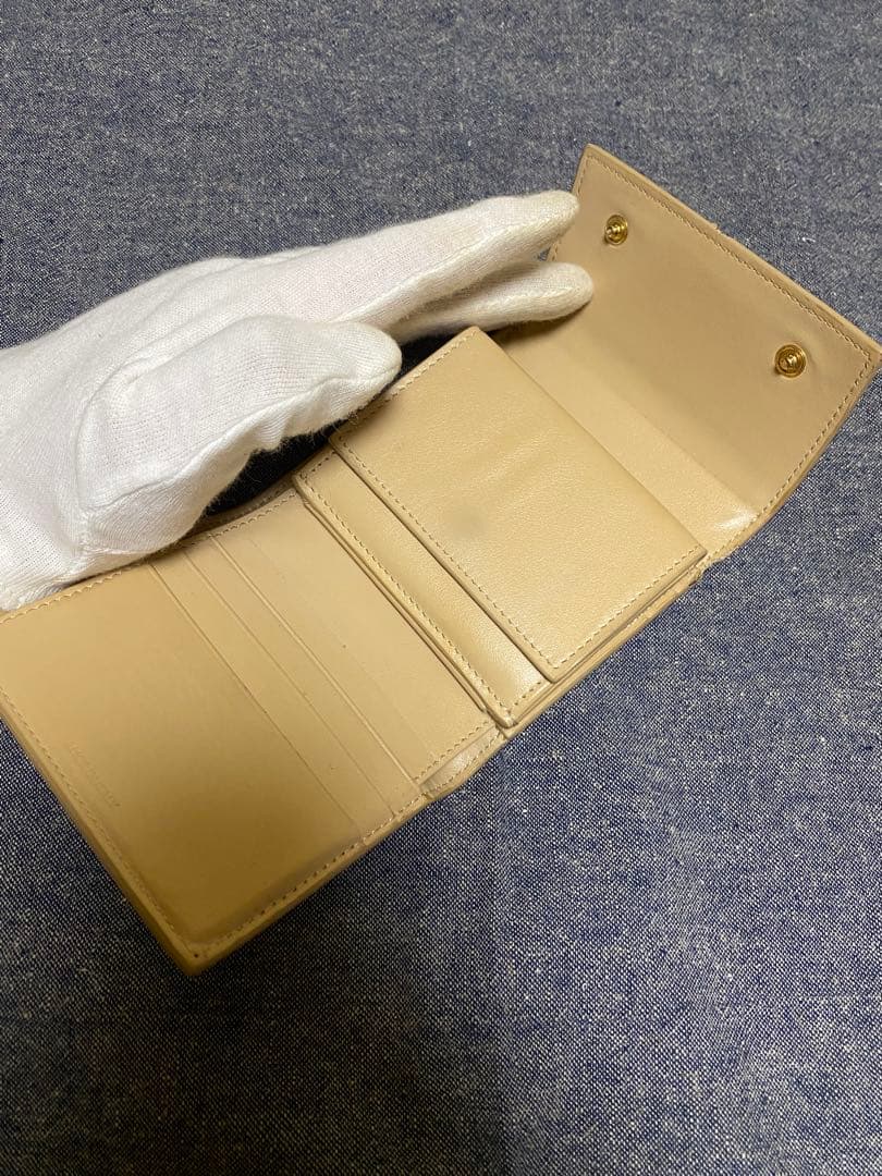 CELINE ベージュ レザー 三つ折り財布