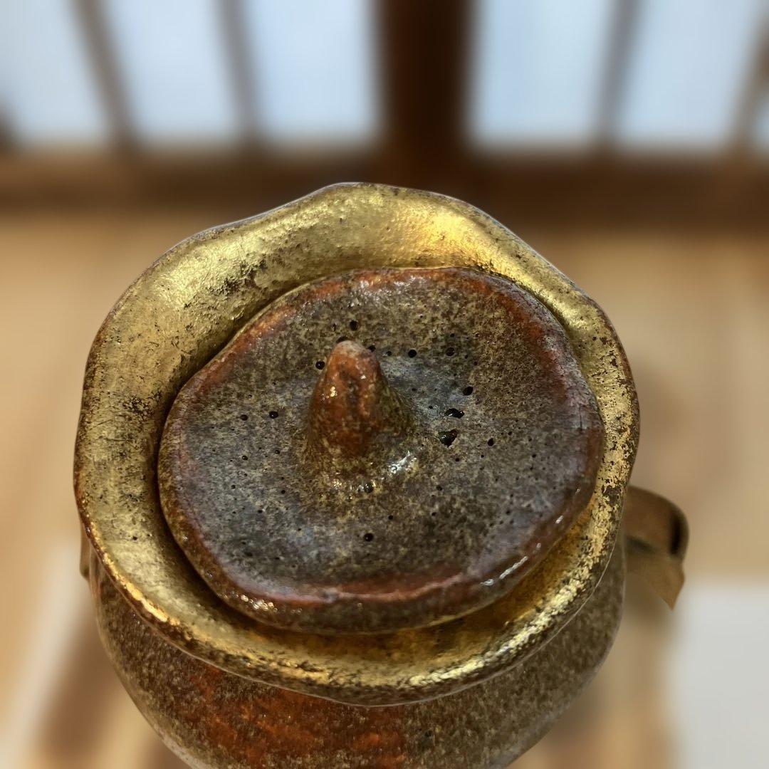 茶道具 飴楽 宝袋香合 楽印 箱書 半古斎 本体内側が