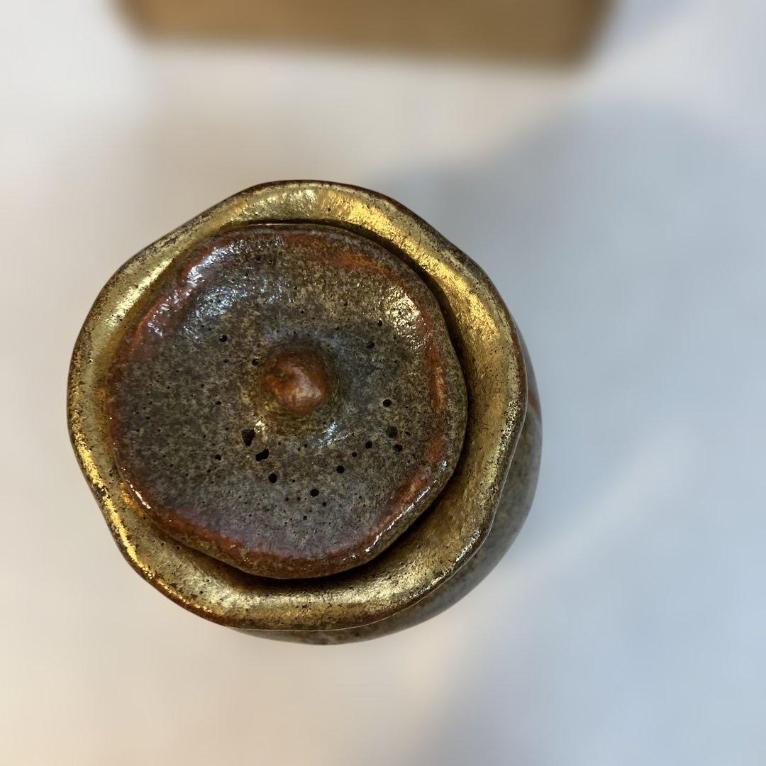 茶道具飴楽宝袋香合楽印箱書半古斎本体内側が金色共箱S62KG