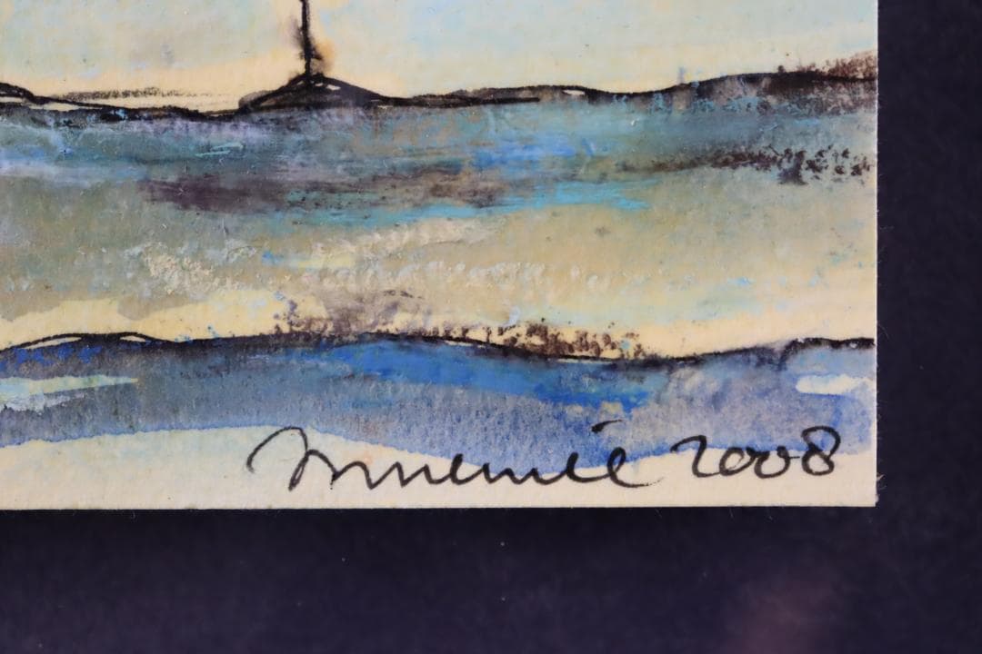 真作保証 ハンス・イヌメ 希少肉筆 板に水彩 額装 作品集・ポストカード付