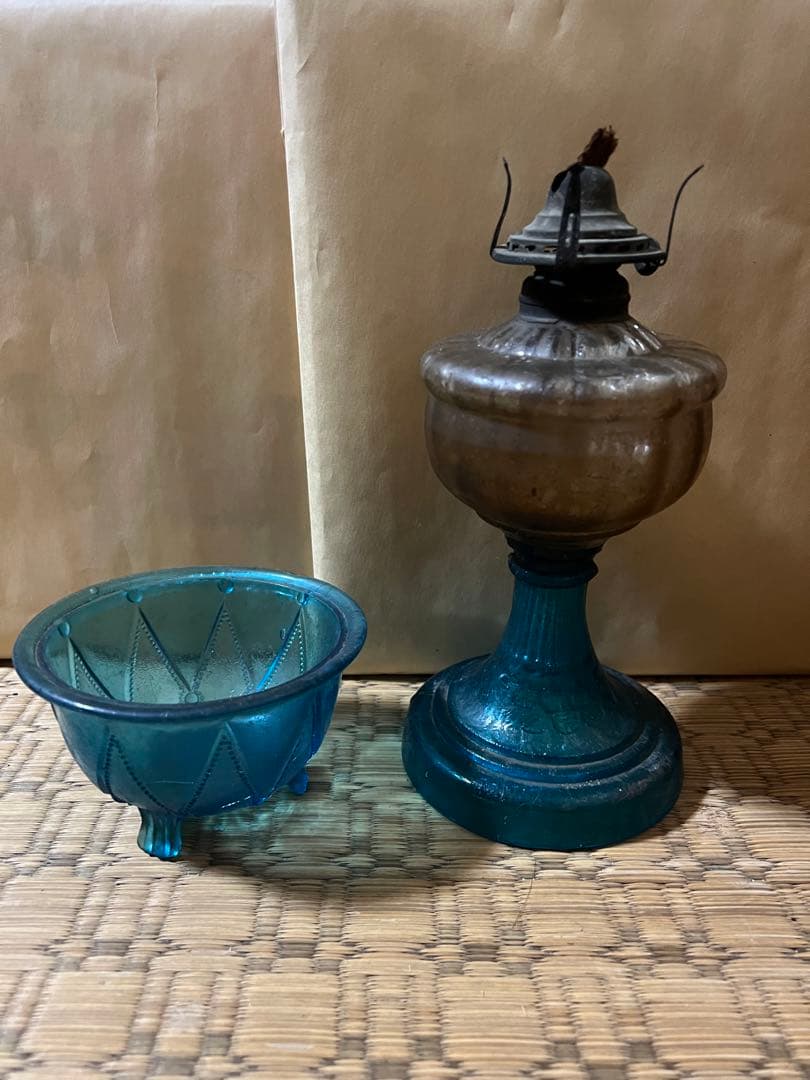 大正硝子オイルランプブルー D605