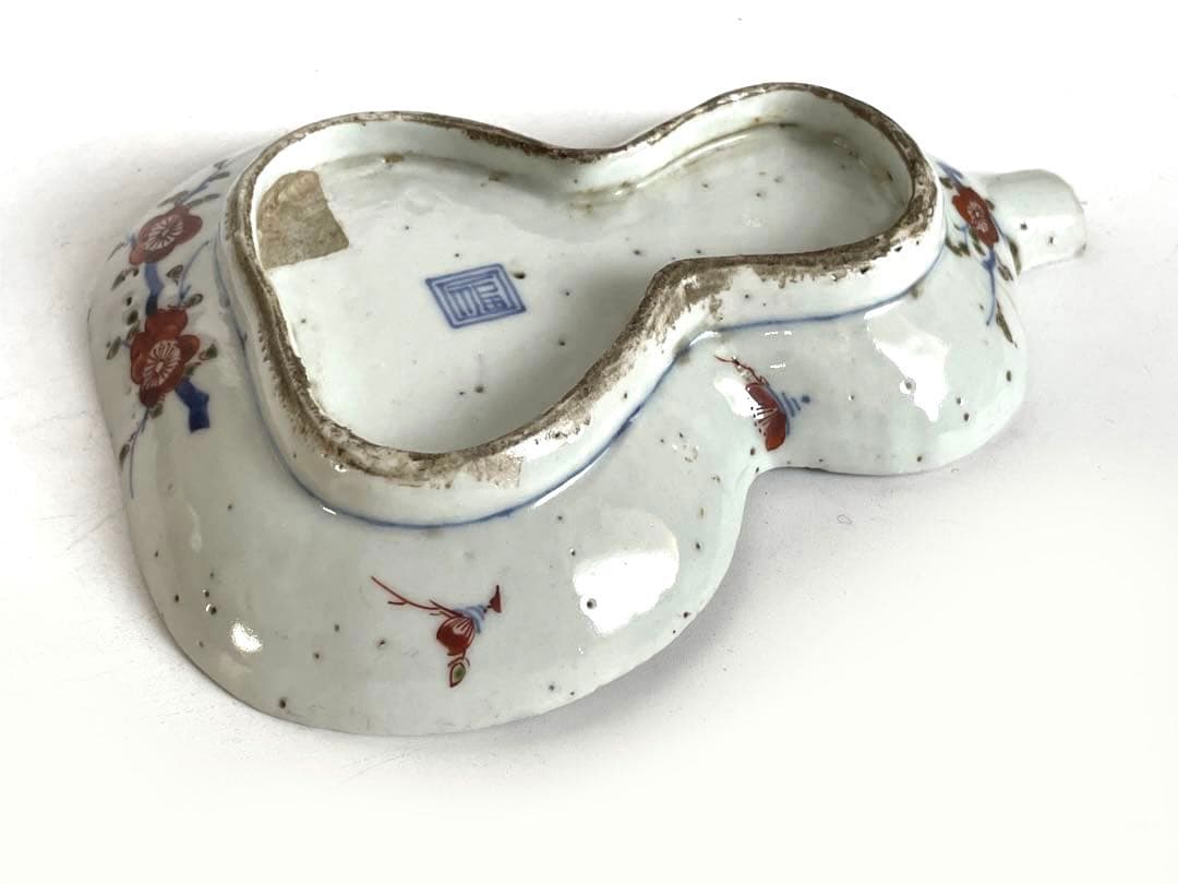 #2 骨董　アンティーク　色絵古九谷　色絵山水文瓢形向付　変形皿　古九谷