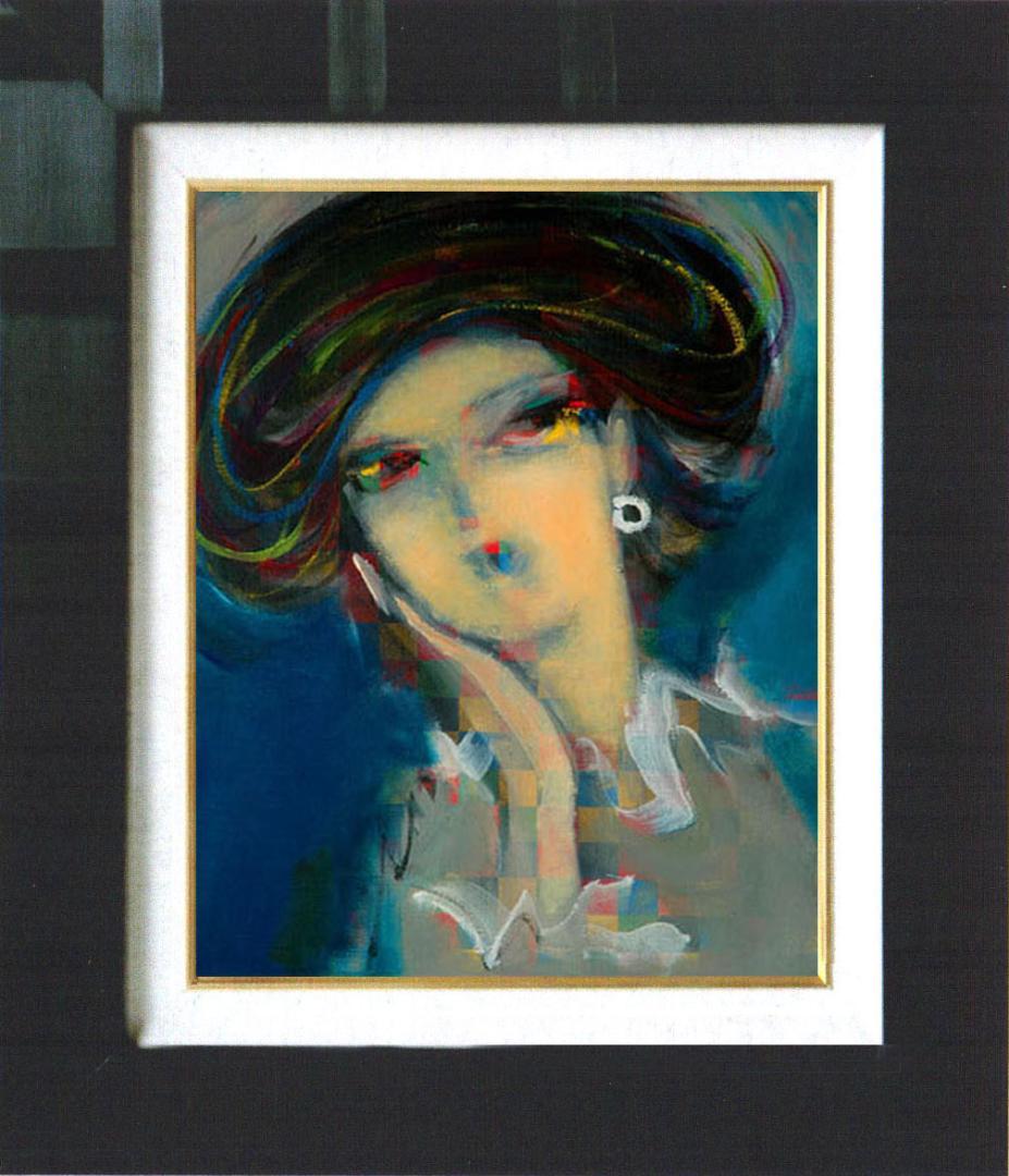 油絵 絵 絵画 インテリア 額付(銀) F4-051713 人物 女性像