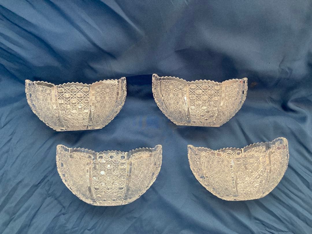 クリスタルガラス 沓形 向付4客