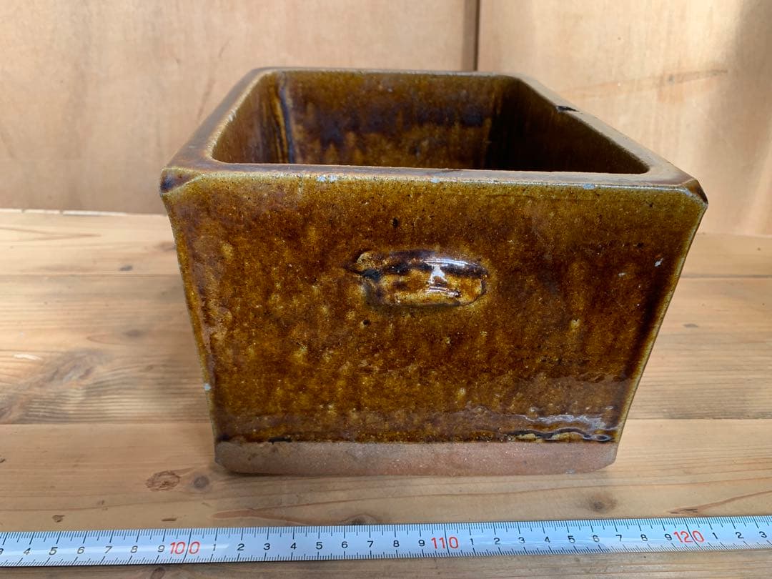 会津本郷焼　時代物ニシン鉢鰊　耳付大型　民芸民藝陶器アンティーク保存食容器骨董品