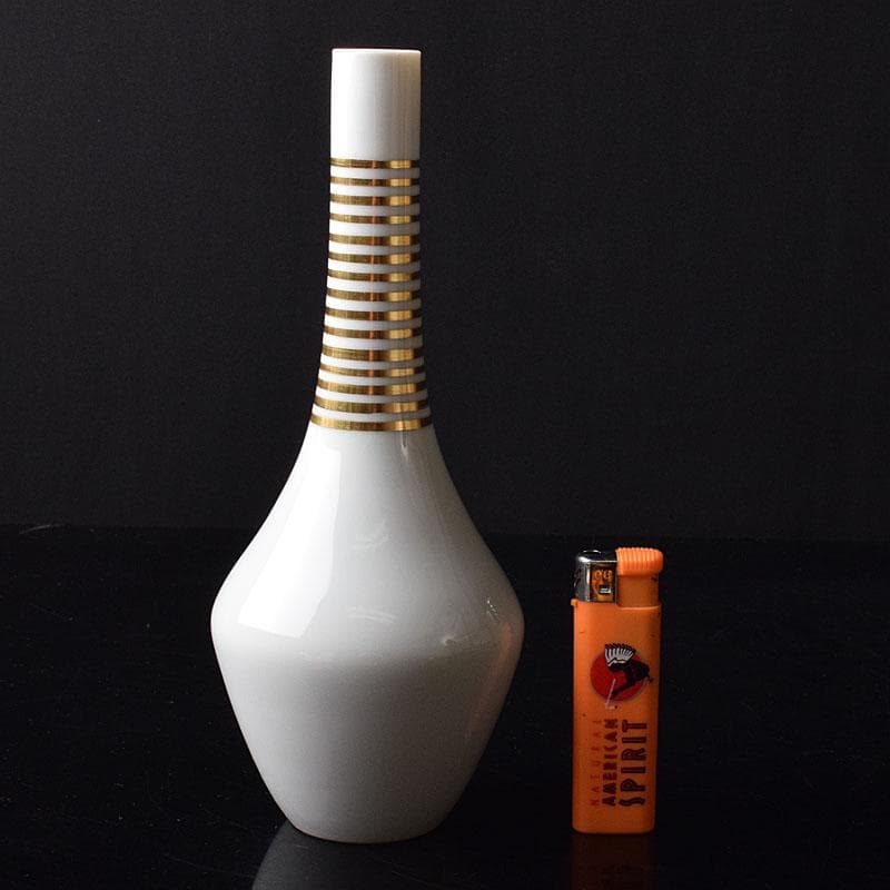 京焼 平安 三浦竹泉作 金彩 鶴首花瓶 一輪挿し 共布共箱 V R8508の通販