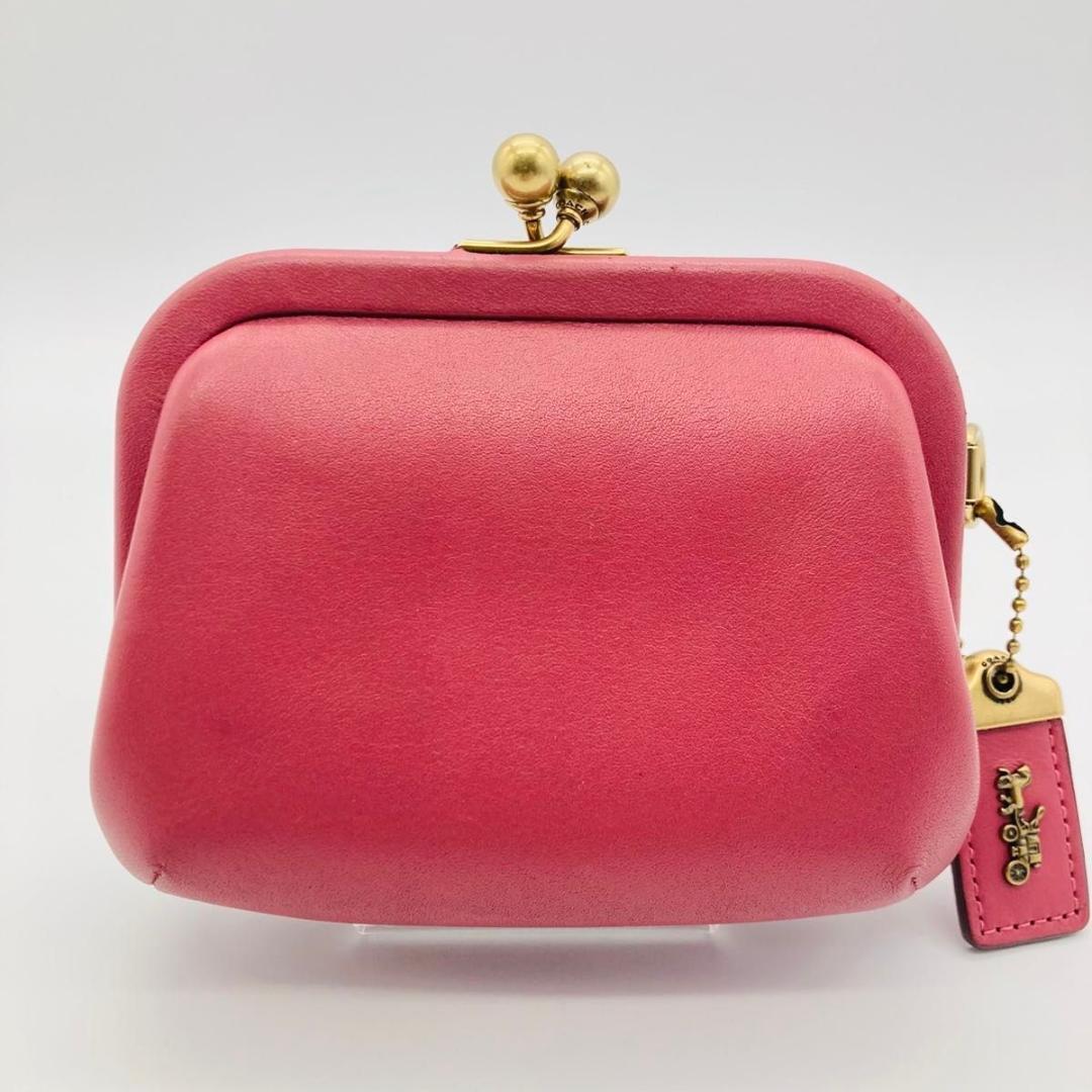COACH コーチ キスロック がま口 ケース ポーチ ピンク