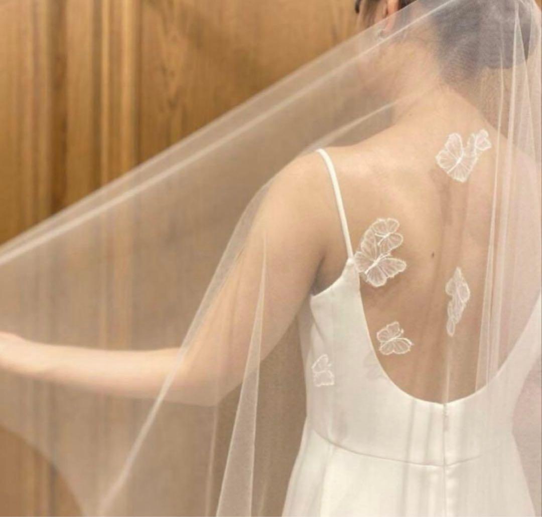 TREATMAISON花柄刺繍ミドルタイプベール　ギャザー無し 80×120cm