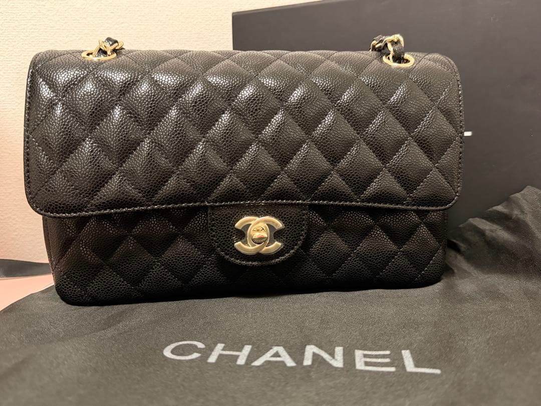 【1日間限定SALE】ノベルティ　 チェーン　フラップバッグ　キャビアスキン