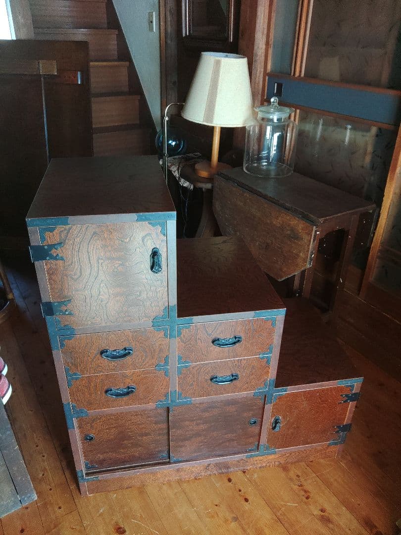 希少 けやき民芸 階段タンス 民芸箪笥 和家具 和風インテリア 和モダン