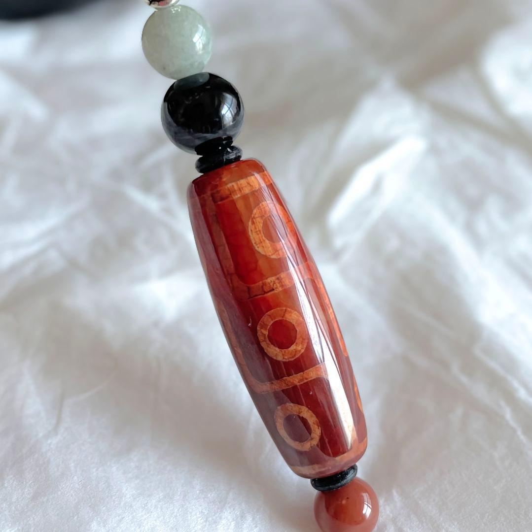 龍紋 老礦 九眼天珠 薬師珠」赤天珠 天然石 御守り