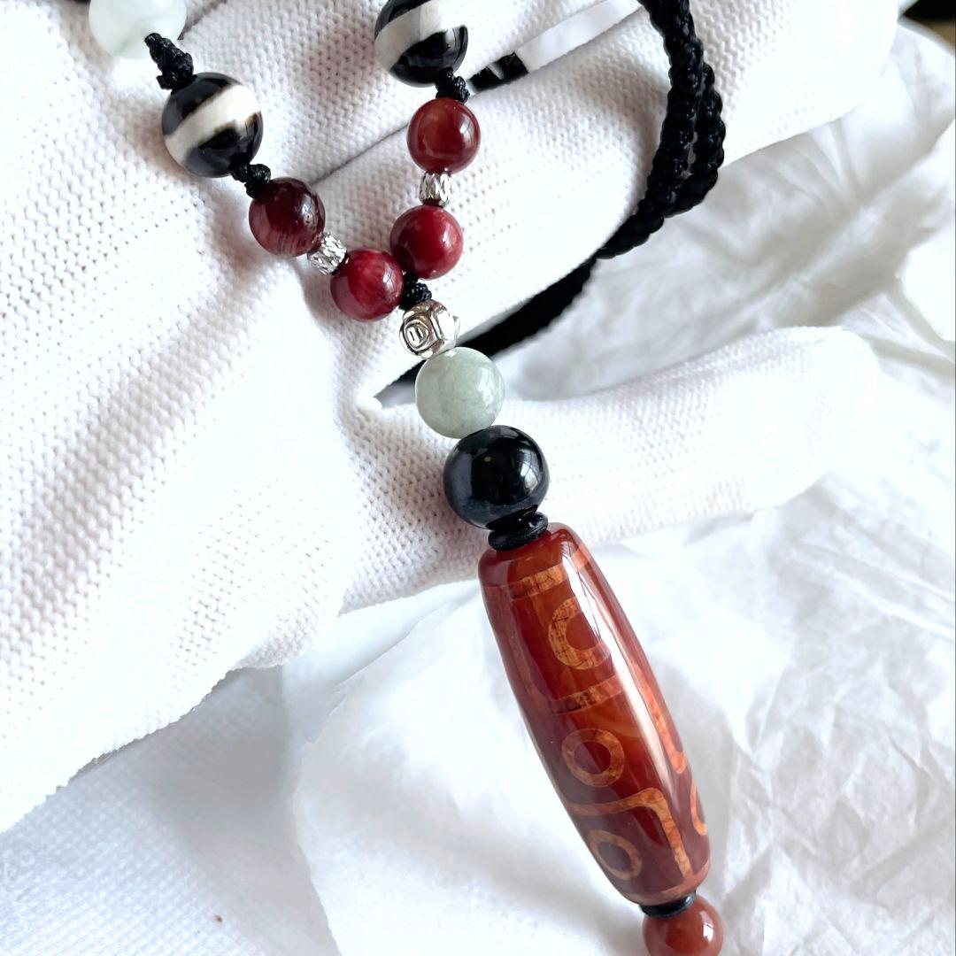 龍紋 老礦 九眼天珠 薬師珠」赤天珠 天然石 御守り