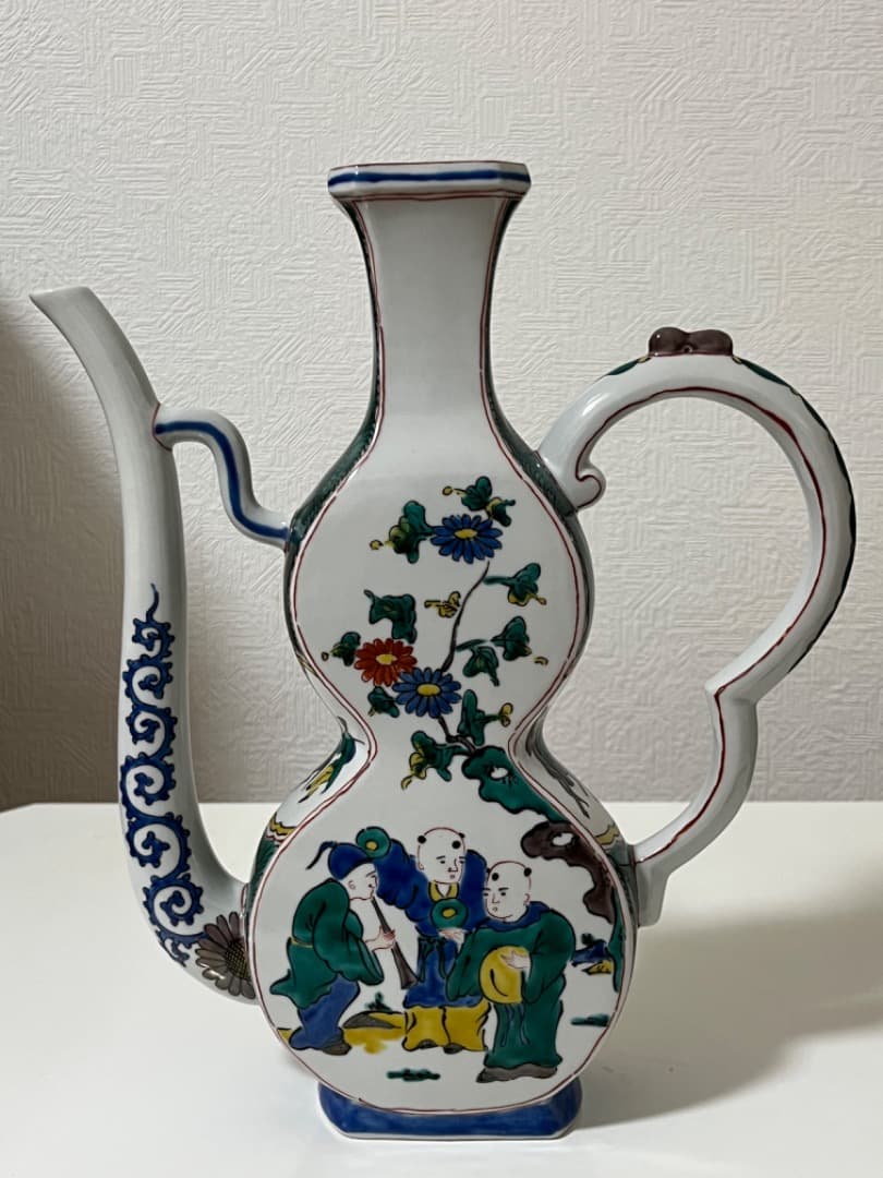 中国美術　唐人　山水　九谷焼　九谷風赤絵飾り水差/1個 中国美術 唐人 山水 九谷焼 九谷風赤絵飾り水差/1個 中国美術 唐人