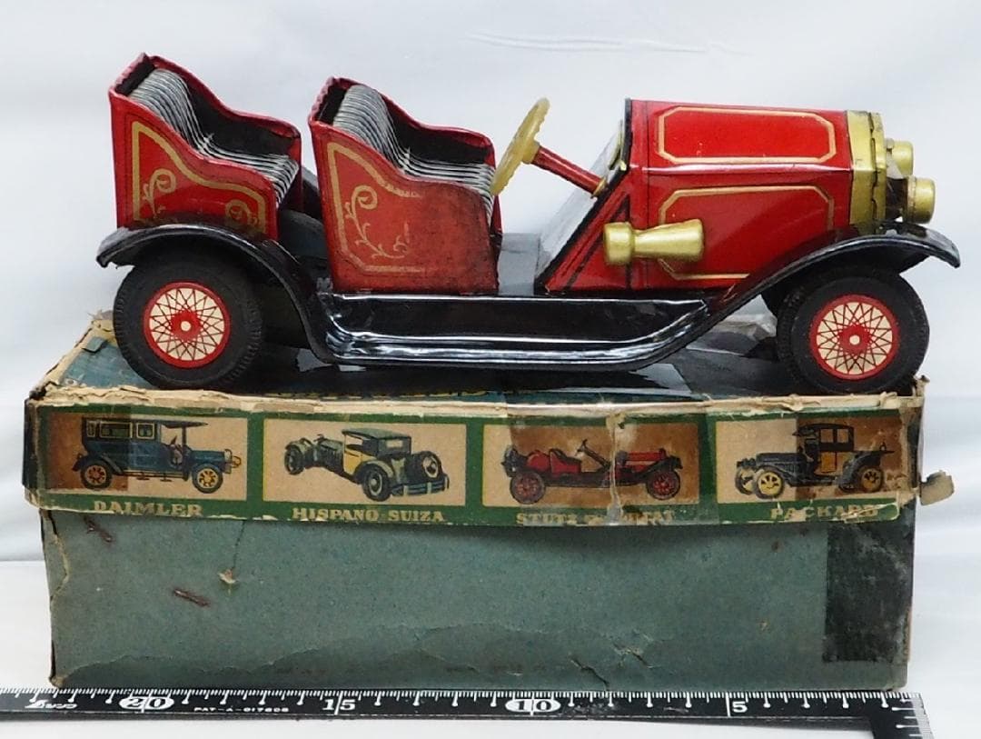 ブリキ【スタンレー スチーマー  オールドタイマー赤】tin toy car箱付