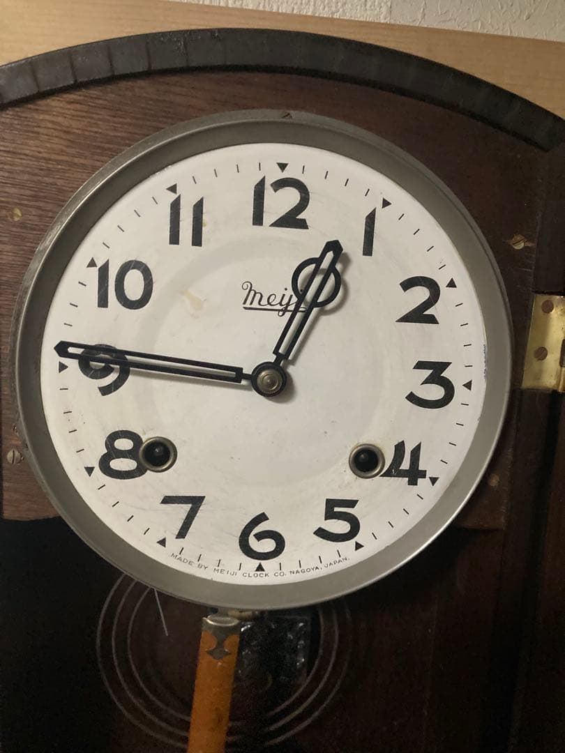 Meiji時計 数打ち式8日巻アンティーク柱時計 稼働中
