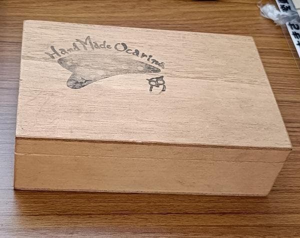 Y 【長期保管品】 火山のオカリーナ オカリナ ハンドメイド 木箱入り 説明書付