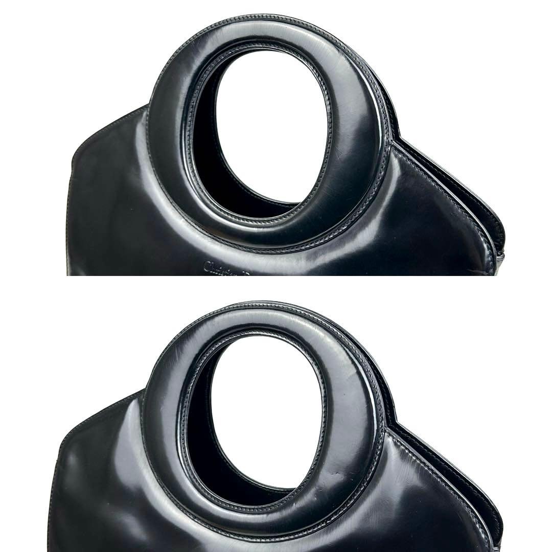 【美品】ディオール　ハンドバッグ　サークル　カナージュ　裏地総柄　パテントレザー