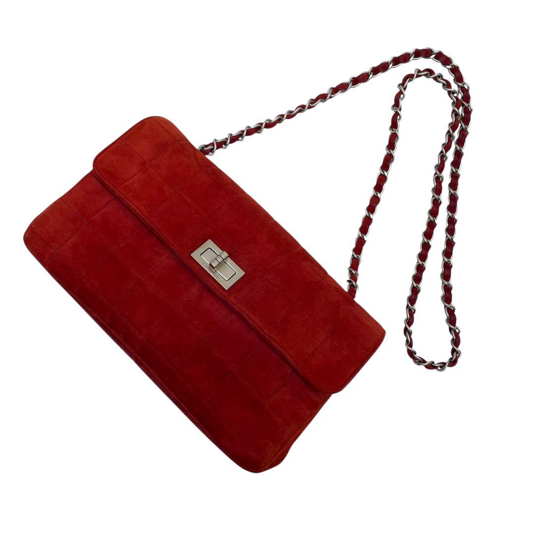 シャネル 2.55 スエード×レザー チョコバー チェーン ショルダー バッグ.