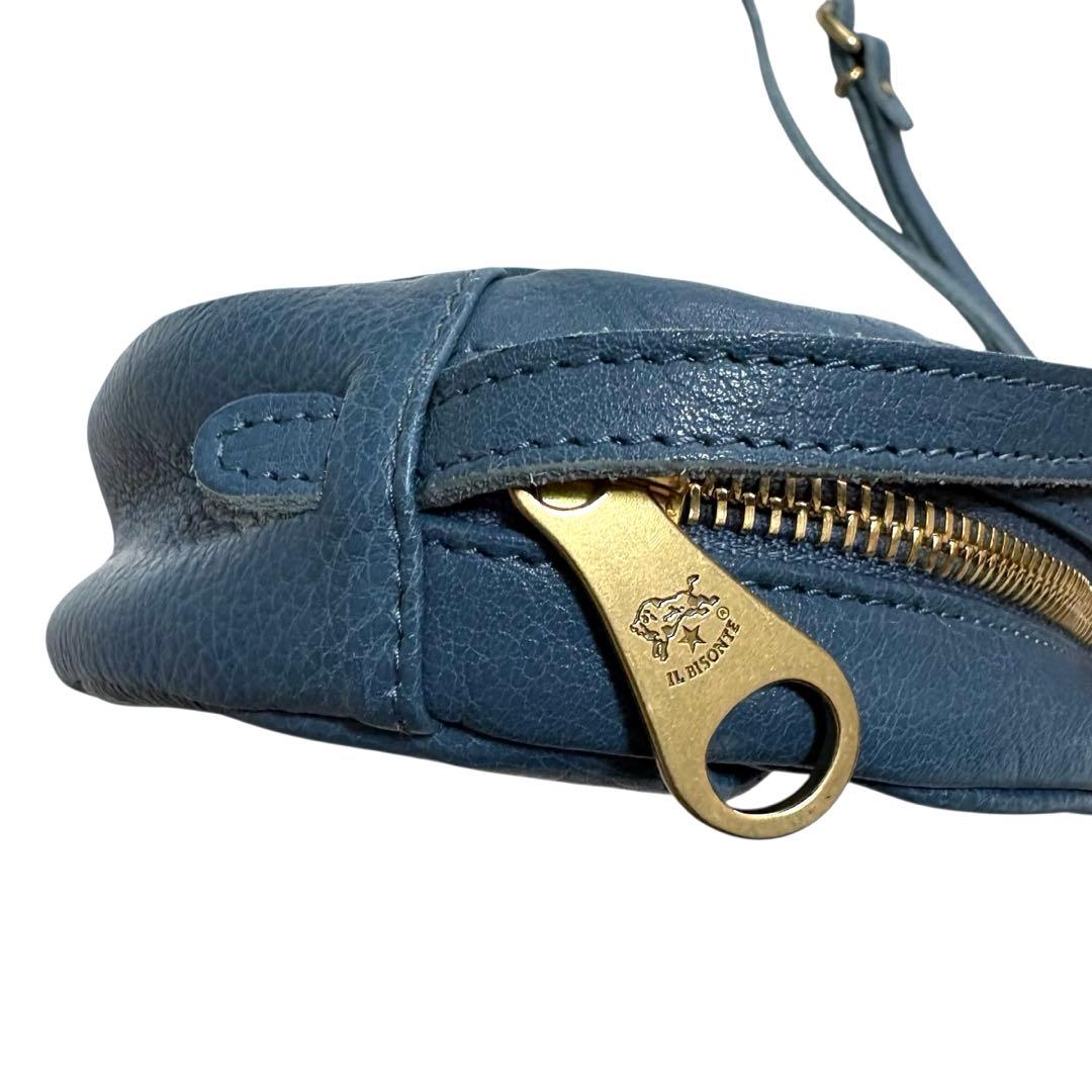 極美品 IL BISONTE ミニ ショルダーバッグ ブルー