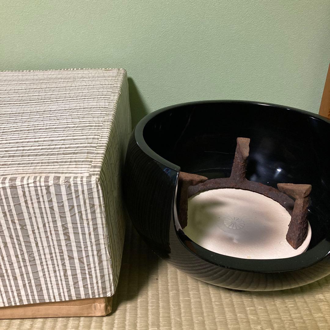 茶道　風炉　五徳➕敷瓦　三足風炉