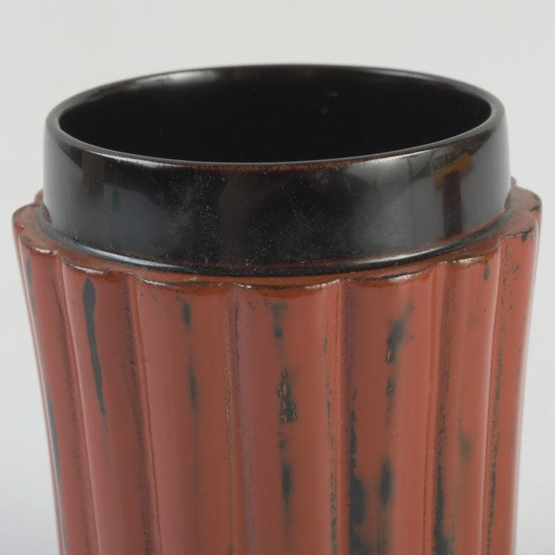 茶道具 輪島塗 久世宗春作 根来菊形 末広棗 共箱 V 9648