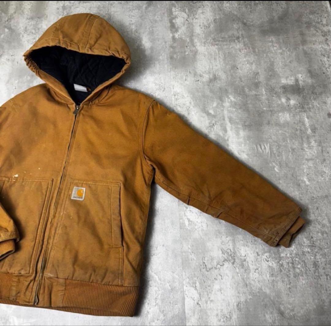 Carhartt カーハート ダック地 アクティブパーカー ブラウン ボーイズ