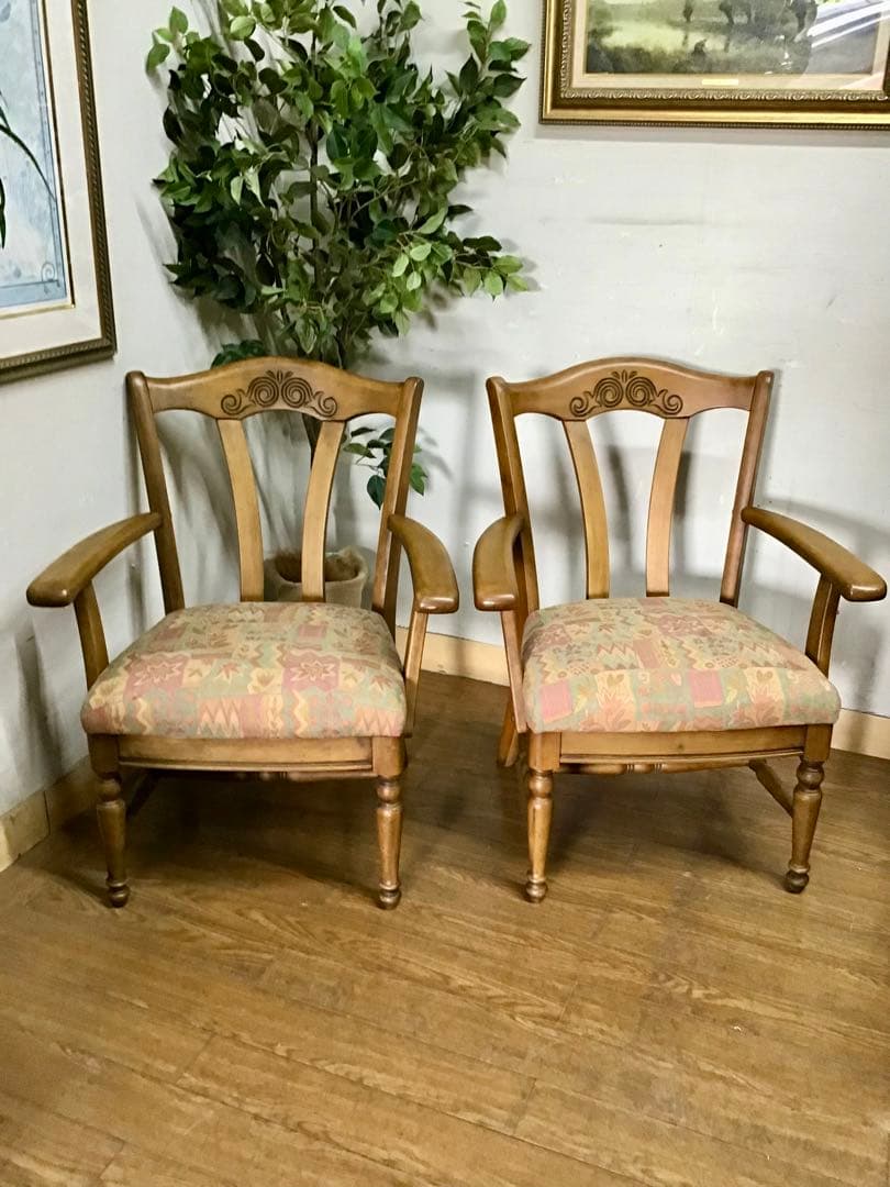 管328☆カリモク☆オールドカリモク☆ダイニングテーブル☆アームチェアー☆5点