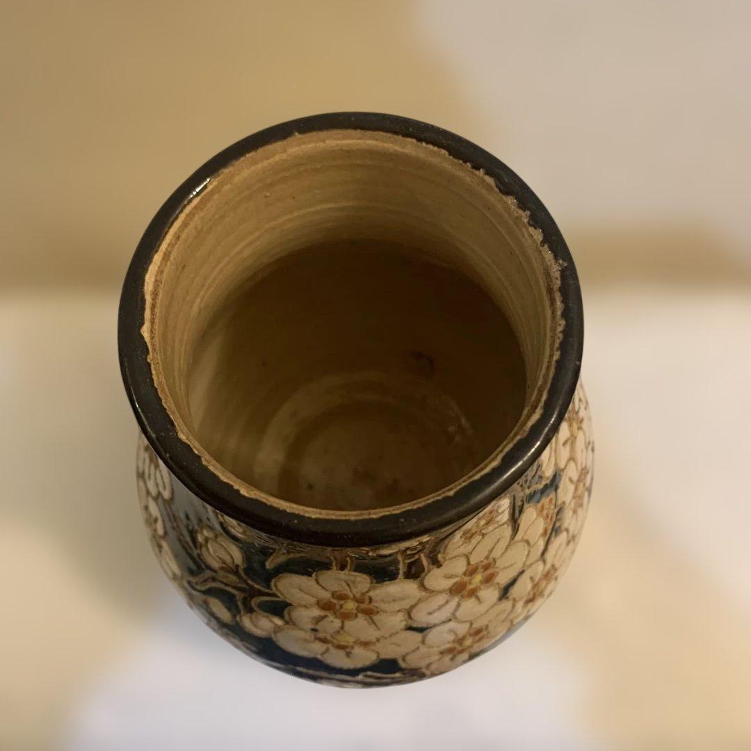 ベトナム ヴィンテージ花器 ビエンホア 花柄 陶器 花瓶 珍品！