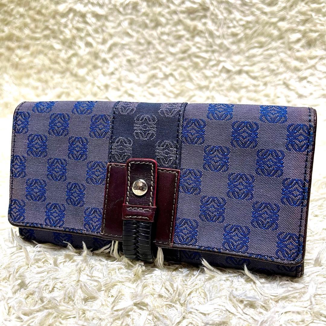✨極美品✨ ロエベ 折り財布 リピート アナグラム レザー ネイビー