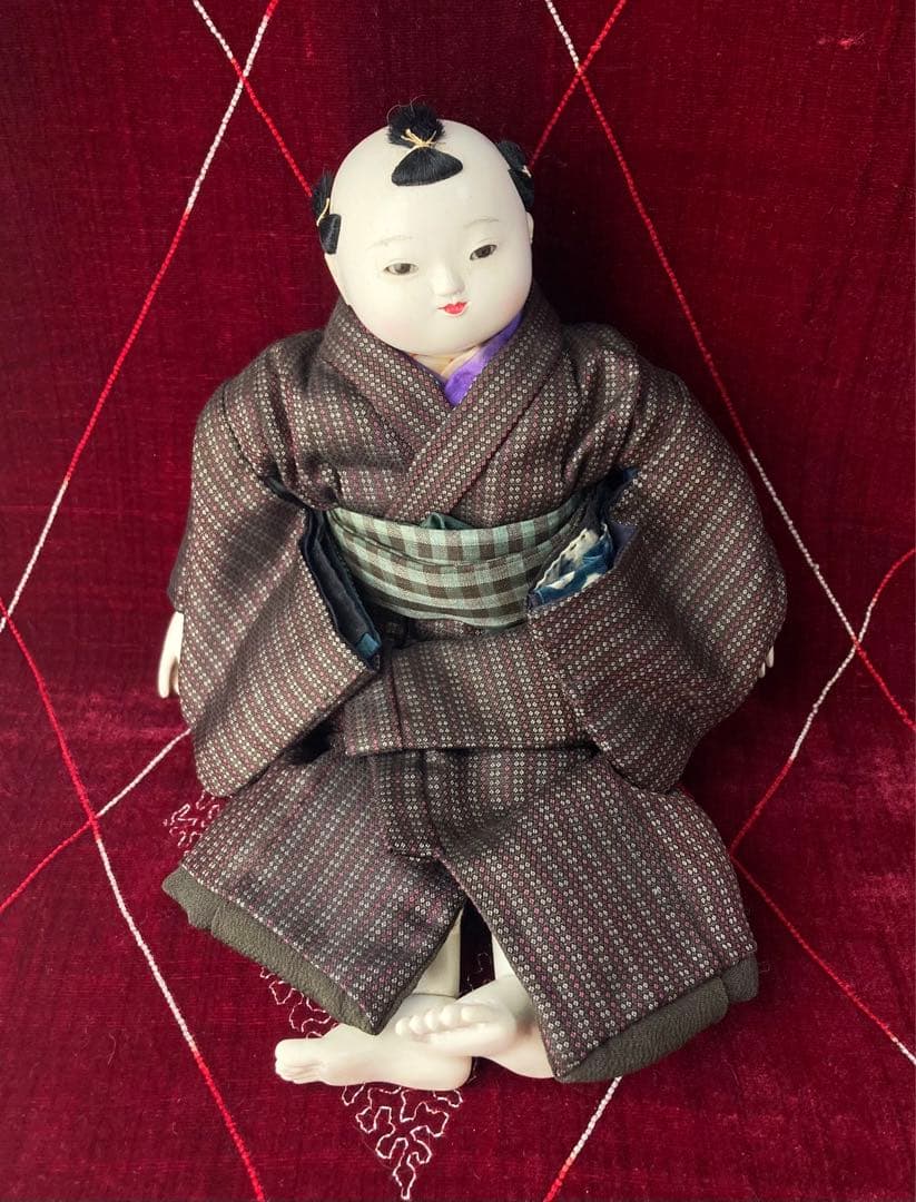 市松人形三つ折れ人形明治期難多し10号 37cm みつおれ人形おまとめ割引