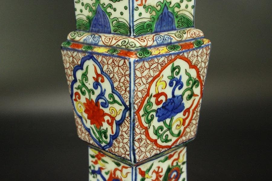 茶道具 唐物 赤絵 龍紋 尊瓶 高31.7cm 中国美術(A925)