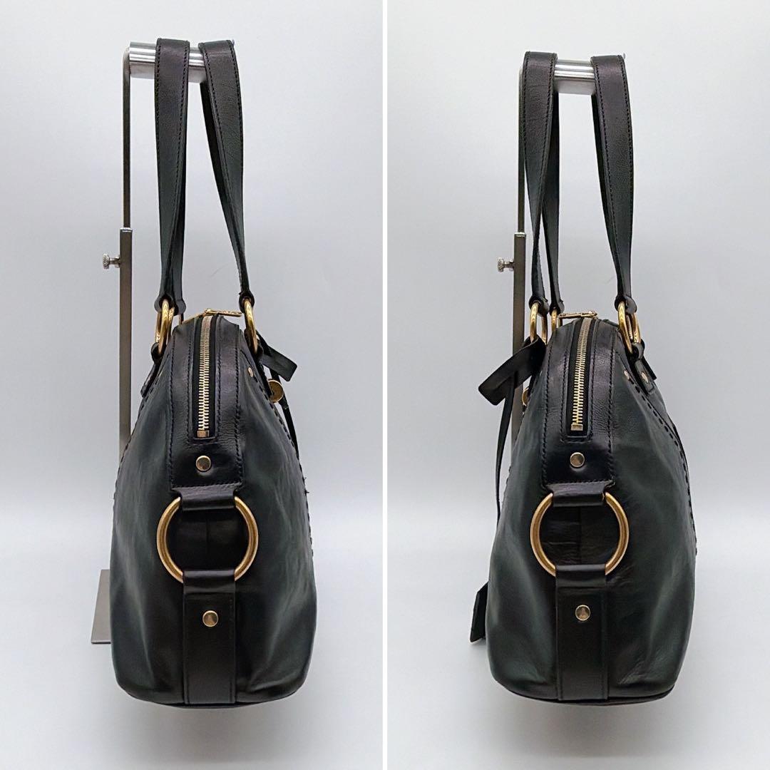 美品✨【イヴサンローラン】ミューズ オールレザー ハンドバッグ ブラック カデナ