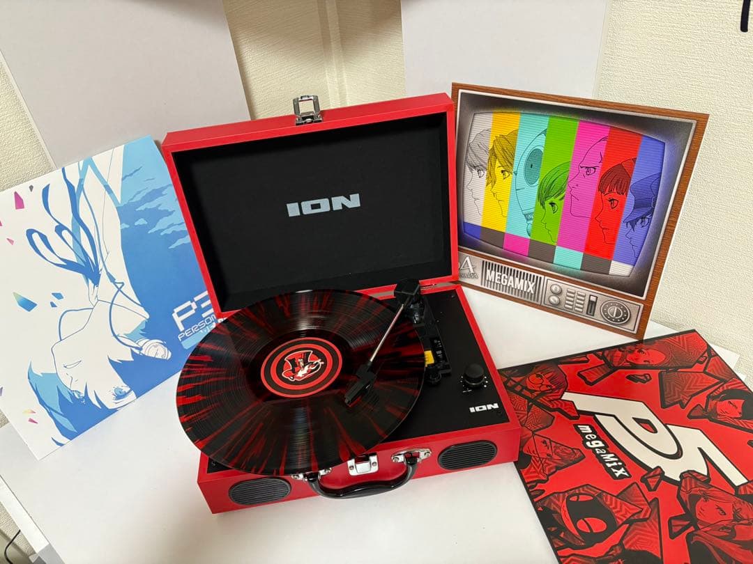 ペルソナ P3R P4 P5 MEGAMIX レコード3枚セット プレイヤー付き