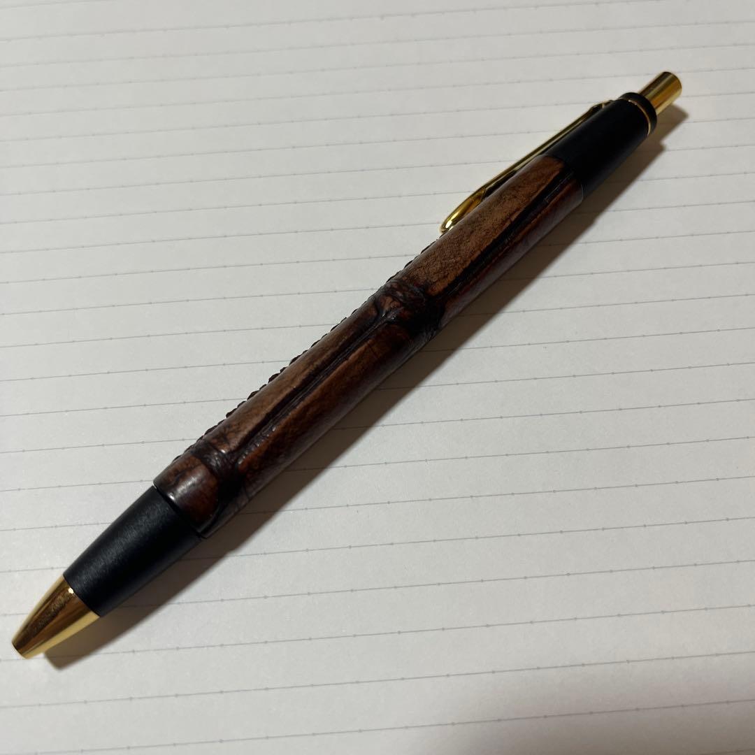 シックザール 革軸ペン 真鍮金具 クロコダイル ダークブラウン シャーペン シックザール 革軸ペン 真鍮金具 クロコダイル ダークブラウン シャーペン