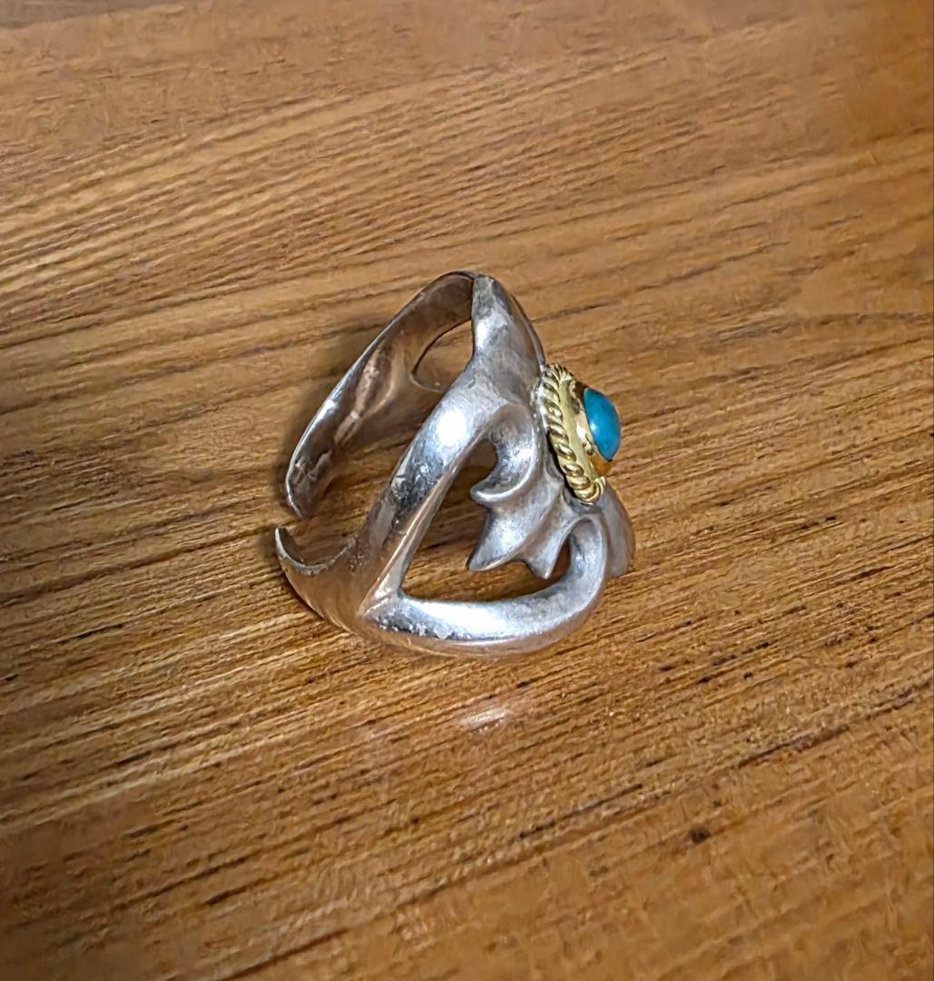 ゴローズ 金縄ターコイズ付きシルバーリング