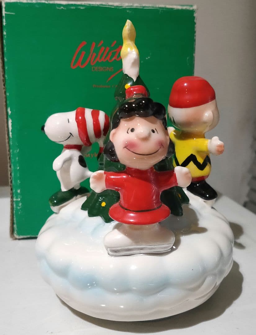 willitts ビンテージ スヌーピー クリスマス陶器 オルゴール 置物