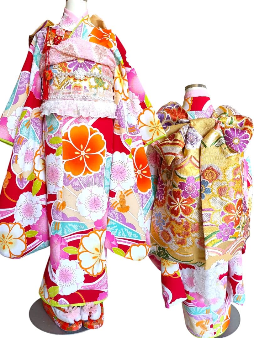 専用です☆レトロポップ調の着物と作り帯セット☆７歳七五三