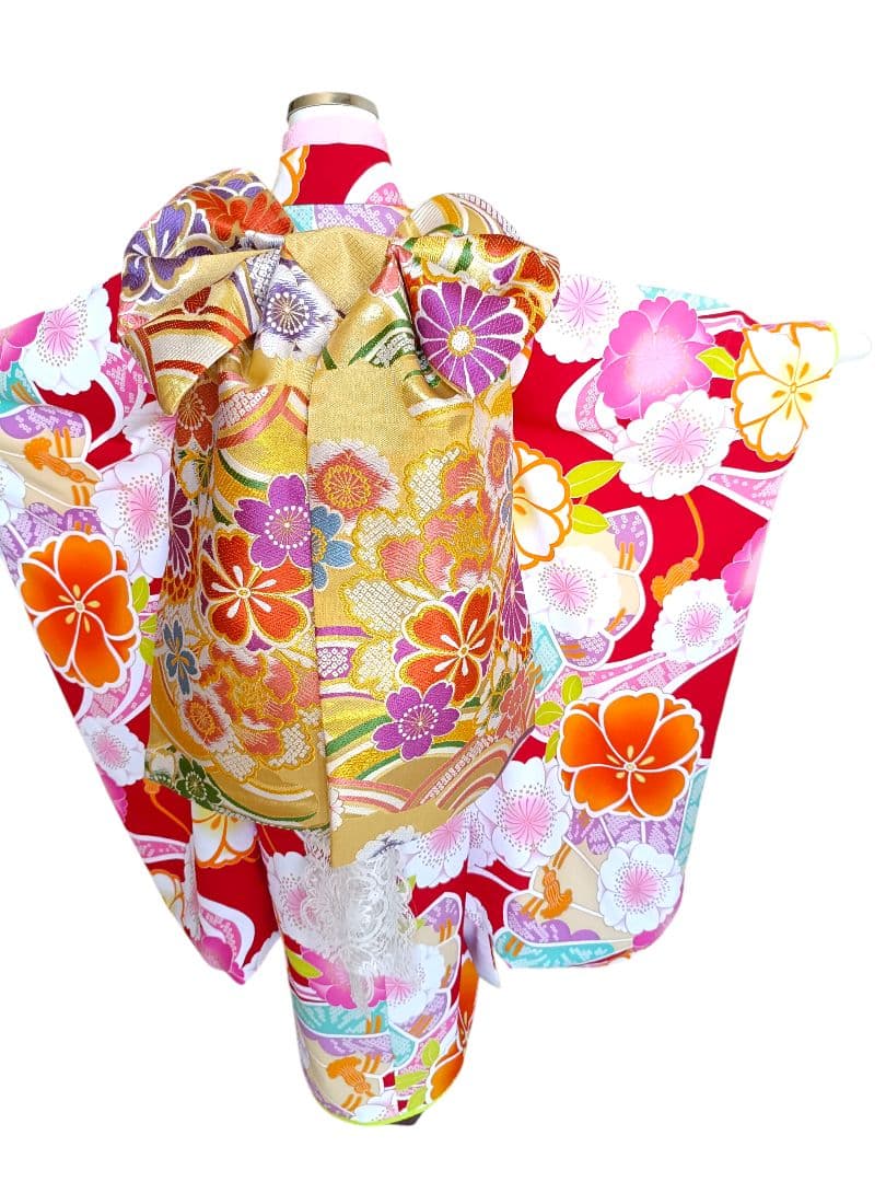 専用です☆レトロポップ調の着物と作り帯セット☆７歳七五三