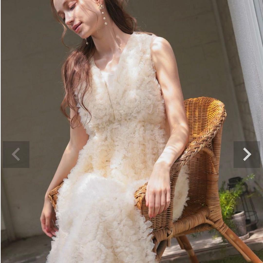 Dorry Doll フリルチュールドレス　結婚式　二次会ドレス　ホワイト