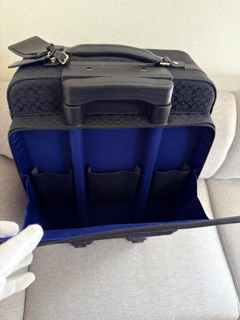 美品】COACH ミニシグネチャー キャリーバッグ スーツケース ブラック