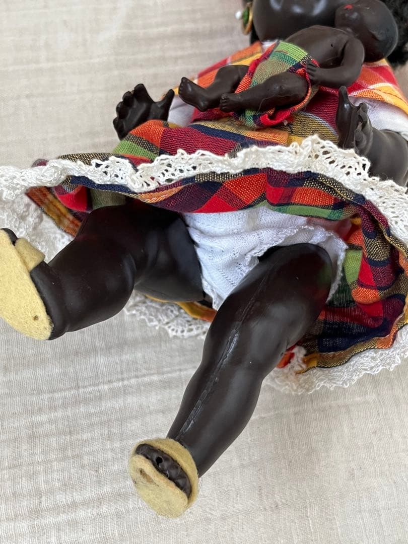 ドイツアンティークヴィンテージブラック褐色肌ドール人形ビスクドール