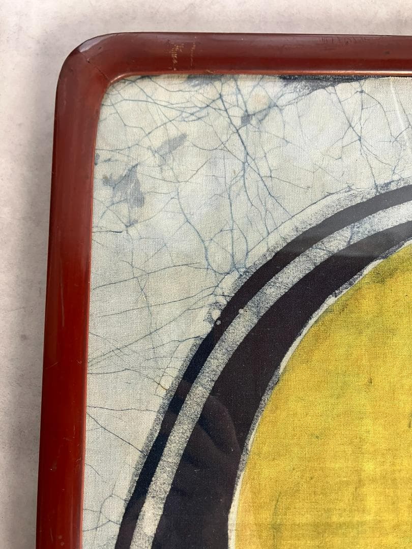 ろうけつ染め観音菩薩×昭和レトロ大判額縁 ヴィンテージ 骨董品