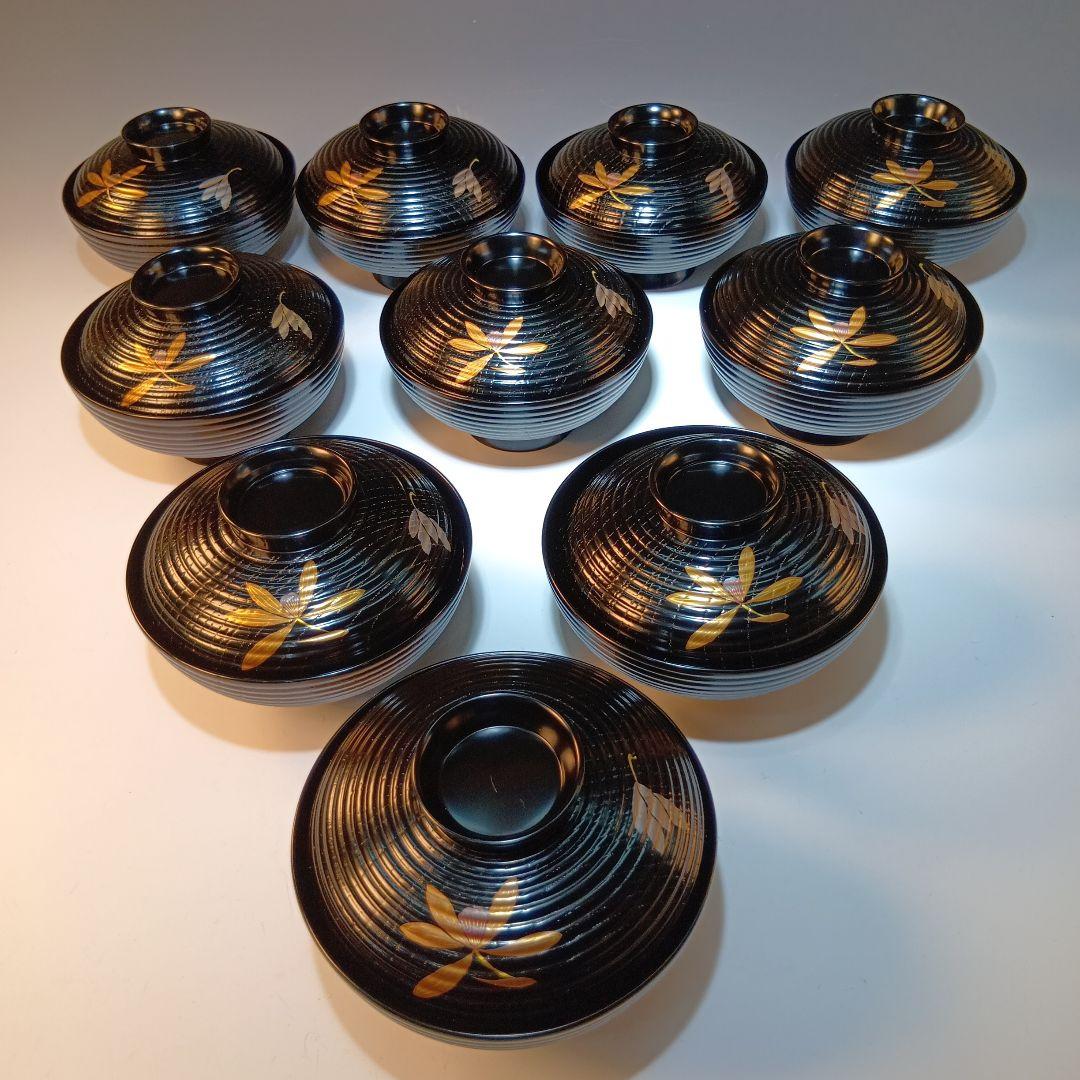 最終値下げ！茶道具　懐石道具　木製蒔絵お碗10客 最終値下げ！茶道具 懐石道具 木製蒔絵お碗10客