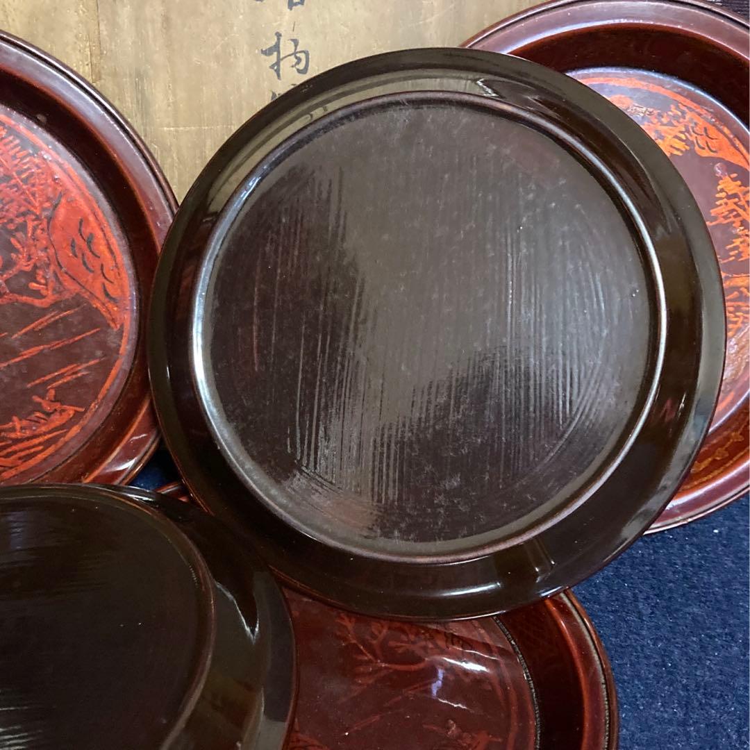 唐物箔画盆五枚組清代